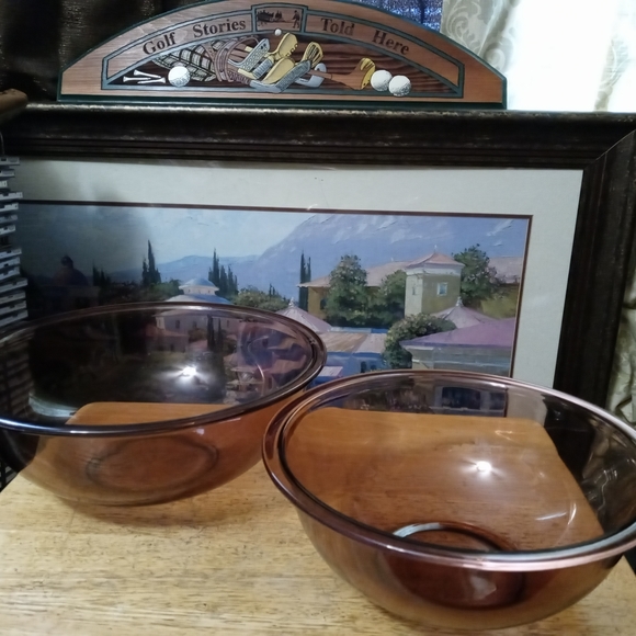 🍜2 Pyrex Set Amber Nesting Mixing Bowl🇺🇸🍲12"+10",Nice Vintage,A Nice Gift.🎁 - Picture 9 of 14